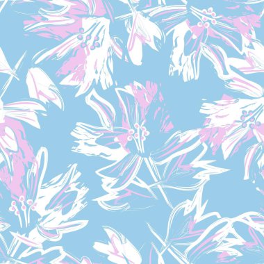 Çiçek fırçası darbeleri moda baskıları, grafikler, arka planlar ve el sanatları için pürüzsüz desen