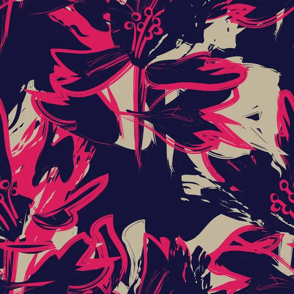 Цветочные Мазки Мазков Бесшовные Фон Шаблона Модных Принтов Графики Фона — стоковый вектор