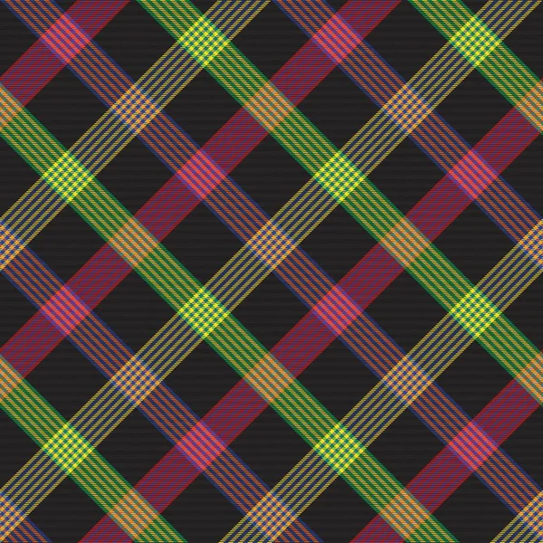 Rainbow Diagonal Plaid Tartán Texturizado Diseño Patrón Sin Costuras Adecuado — Vector de stock