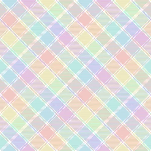 Tęcza Pastel Diagonal Plaid Tartan Teksturowany Bezszwowy Wzór Projekt Nadaje — Wektor stockowy