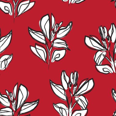 Çiçek fırçası darbeleri moda baskıları, grafikler, arka planlar ve el sanatları için pürüzsüz desen