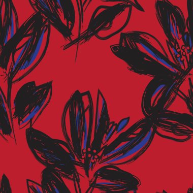 Çiçek fırçası darbeleri moda baskıları, grafikler, arka planlar ve el sanatları için pürüzsüz desen