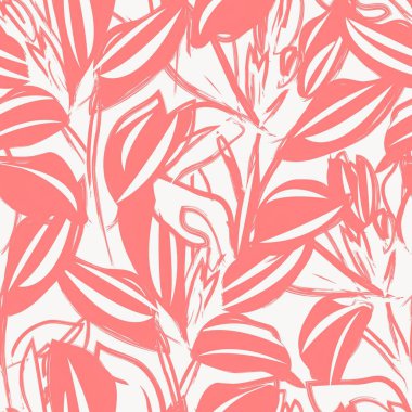 Çiçek fırçası darbeleri moda baskıları, grafikler, arka planlar ve el sanatları için pürüzsüz desen