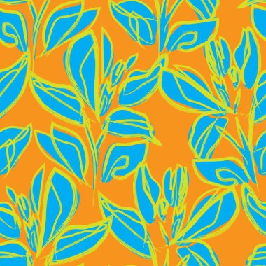 Çiçek fırçası darbeleri moda baskıları, grafikler, arka planlar ve el sanatları için pürüzsüz desen