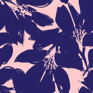 Çiçek fırçası darbeleri moda baskıları, grafikler, arka planlar ve el sanatları için pürüzsüz desen