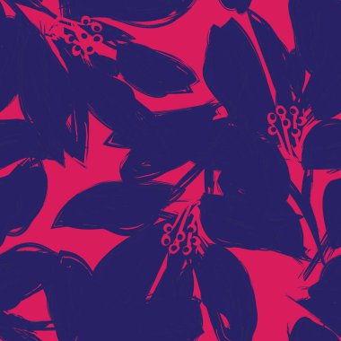 Çiçek fırçası darbeleri moda baskıları, grafikler, arka planlar ve el sanatları için pürüzsüz desen