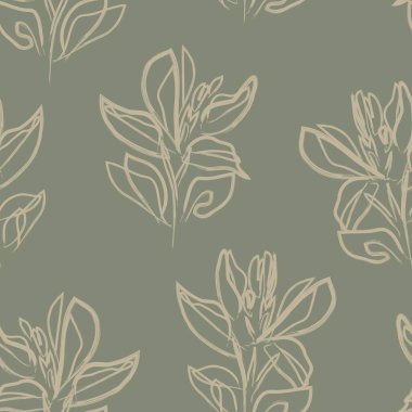 Çiçek fırçası darbeleri moda baskıları, grafikler, arka planlar ve el sanatları için pürüzsüz desen