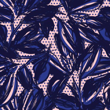 Moda tekstil ve grafikleri için noktalı dokuları olan çiçeksiz desen.