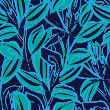 Çiçek fırçası darbeleri moda baskıları, grafikler, arka planlar ve el sanatları için pürüzsüz desen