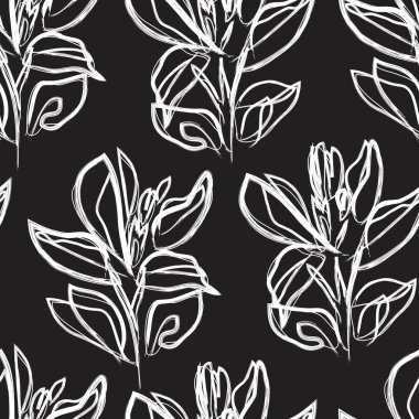 Çiçek fırçası darbeleri moda baskıları, grafikler, arka planlar ve el sanatları için pürüzsüz desen