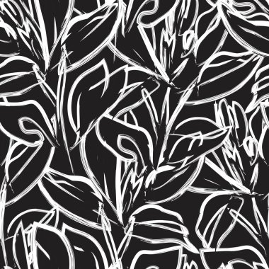 Çiçek fırçası darbeleri moda baskıları, grafikler, arka planlar ve el sanatları için pürüzsüz desen