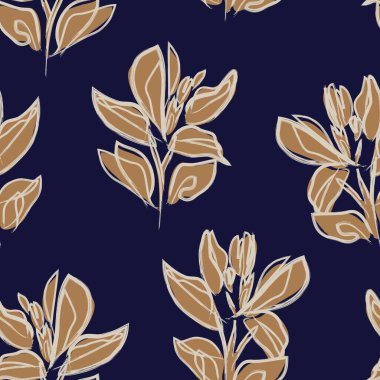 Çiçek fırçası darbeleri moda baskıları, grafikler, arka planlar ve el sanatları için pürüzsüz desen