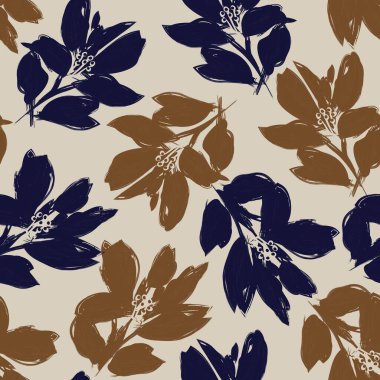 Çiçek fırçası darbeleri moda baskıları, grafikler, arka planlar ve el sanatları için pürüzsüz desen