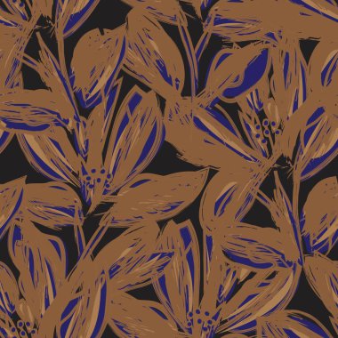 Çiçek fırçası darbeleri moda baskıları, grafikler, arka planlar ve el sanatları için pürüzsüz desen