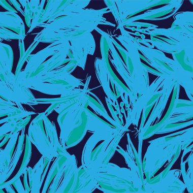 Çiçek fırçası darbeleri moda baskıları, grafikler, arka planlar ve el sanatları için pürüzsüz desen