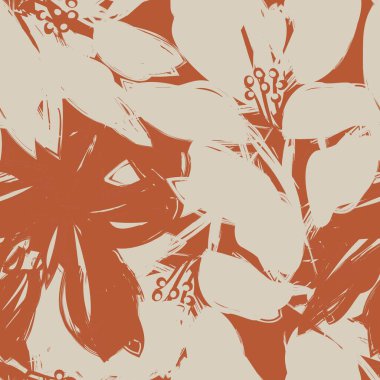 Çiçek fırçası darbeleri moda baskıları, grafikler, arka planlar ve el sanatları için pürüzsüz desen