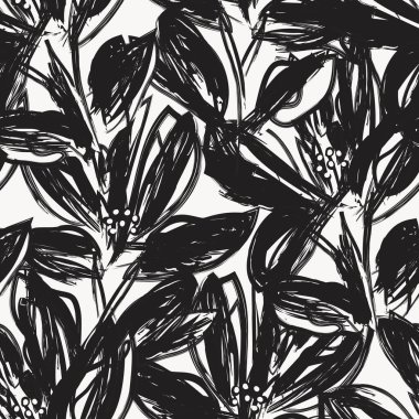 Çiçek fırçası darbeleri moda baskıları, grafikler, arka planlar ve el sanatları için pürüzsüz desen