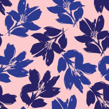 Çiçek fırçası darbeleri moda baskıları, grafikler, arka planlar ve el sanatları için pürüzsüz desen