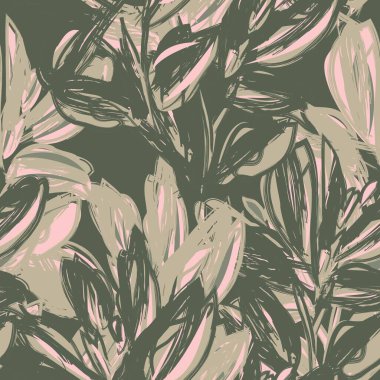 Çiçek fırçası darbeleri moda baskıları, grafikler, arka planlar ve el sanatları için pürüzsüz desen