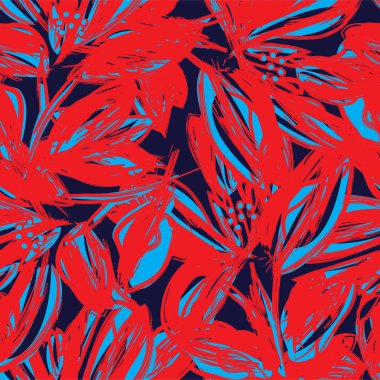 Çiçek fırçası darbeleri moda baskıları, grafikler, arka planlar ve el sanatları için pürüzsüz desen