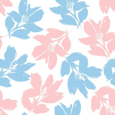 Çiçek fırçası darbeleri moda baskıları, grafikler, arka planlar ve el sanatları için pürüzsüz desen