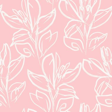 Çiçek fırçası darbeleri moda baskıları, grafikler, arka planlar ve el sanatları için pürüzsüz desen