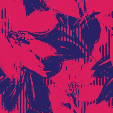 Moda tekstil ve grafikleri için çizgili dokuları olan çiçeksiz desen