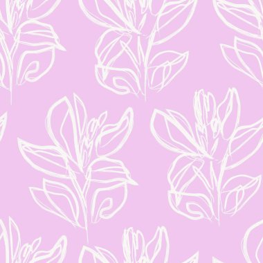 Çiçek fırçası darbeleri moda baskıları, grafikler, arka planlar ve el sanatları için pürüzsüz desen