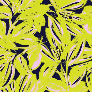 Çiçek fırçası darbeleri moda baskıları, grafikler, arka planlar ve el sanatları için pürüzsüz desen