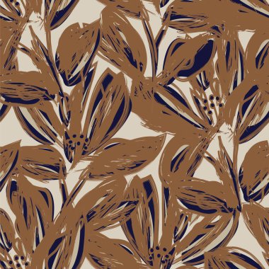 Çiçek fırçası darbeleri moda baskıları, grafikler, arka planlar ve el sanatları için pürüzsüz desen