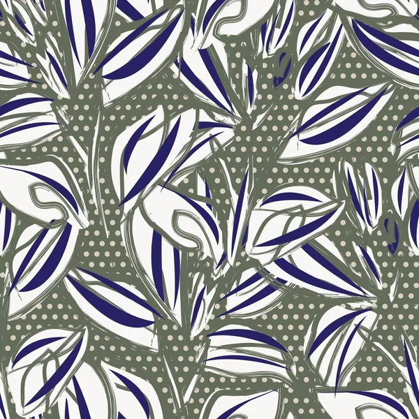 Florales Nahtloses Muster Mit Gepunkteten Texturen Für Modetextilien Und Grafiken — Stockvektor