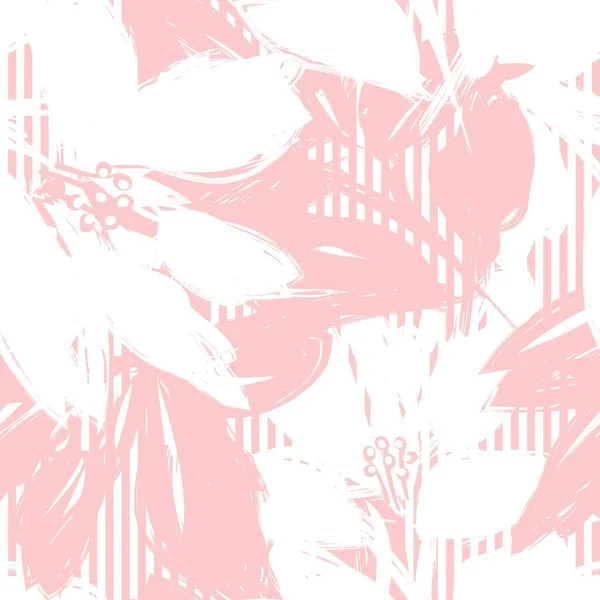 Motif Floral Sans Couture Avec Des Textures Rayées Pour Les — Image vectorielle