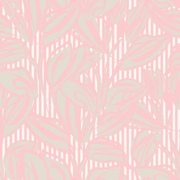 Florales Nahtloses Muster Mit Gestreiften Texturen Für Modetextilien Und Grafiken — Stockvektor
