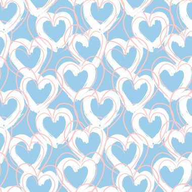 Moda tekstil ve grafikleri için kalp şeklinde fırça darbeleri kusursuz bir arka plan