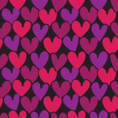 Moda tekstil ve grafikleri için kalp şeklinde fırça darbeleri kusursuz bir arka plan