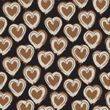Moda tekstil ve grafikleri için kalp şeklinde fırça darbeleri kusursuz bir arka plan
