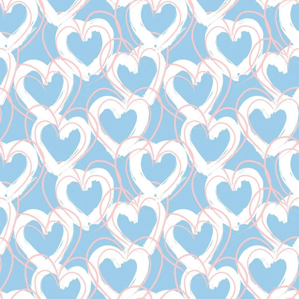 Heart Shaped Brush Stroke Seamless Pattern Background Fashion Textiles Graphics — Stock Vector
