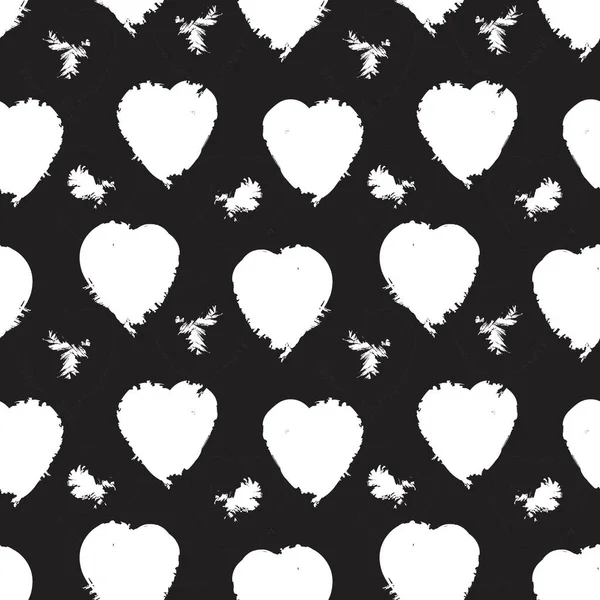 Herzförmige Pinselstrich Nahtlose Muster Hintergrund Für Modetextilien Grafiken — Stockvektor