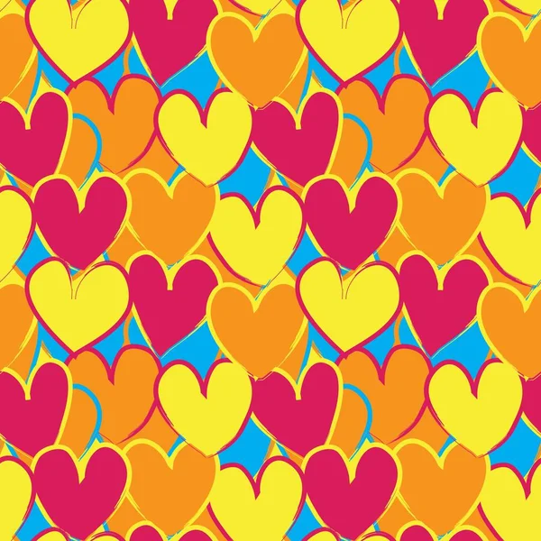 Corazón Forma Pincelada Sin Costura Patrón Fondo Para Textiles Moda — Vector de stock