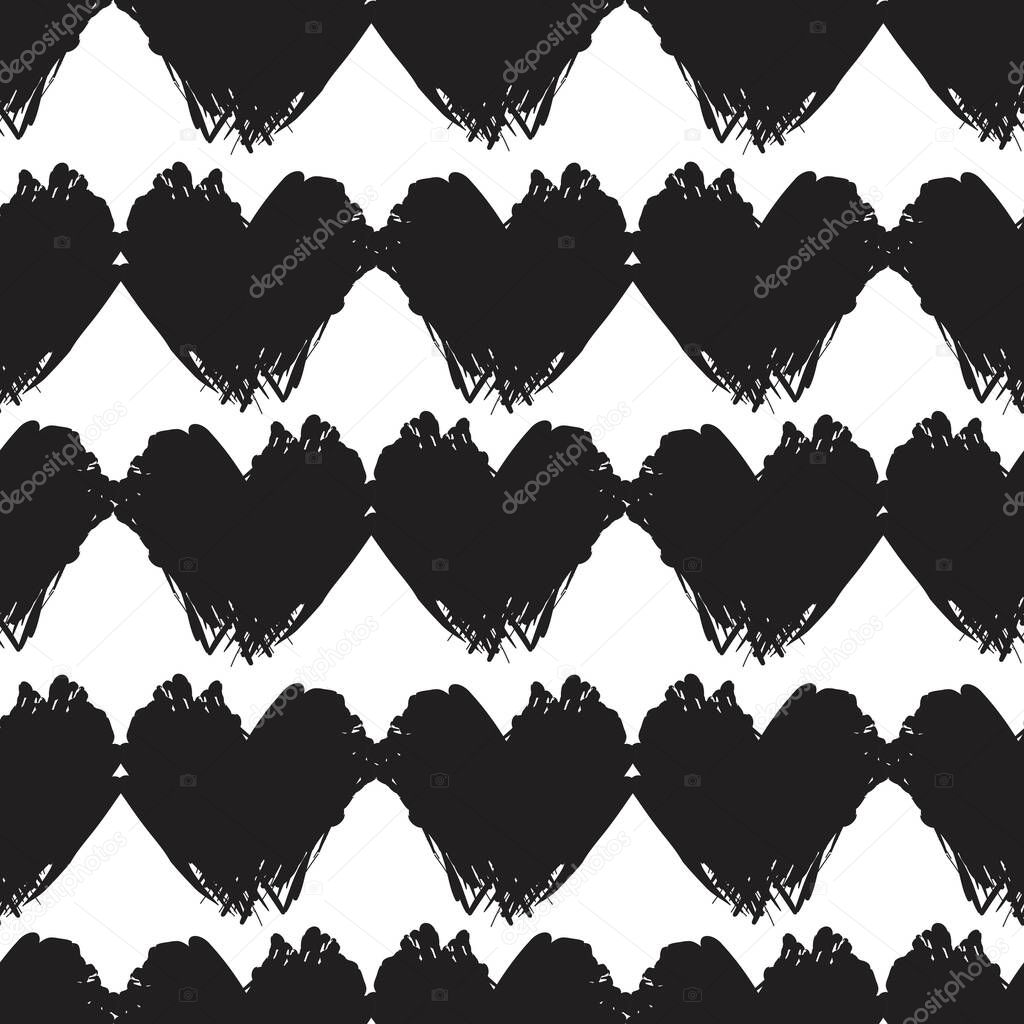 Heart shaped brush stroke seamless pattern background for fashion textiles, graphics