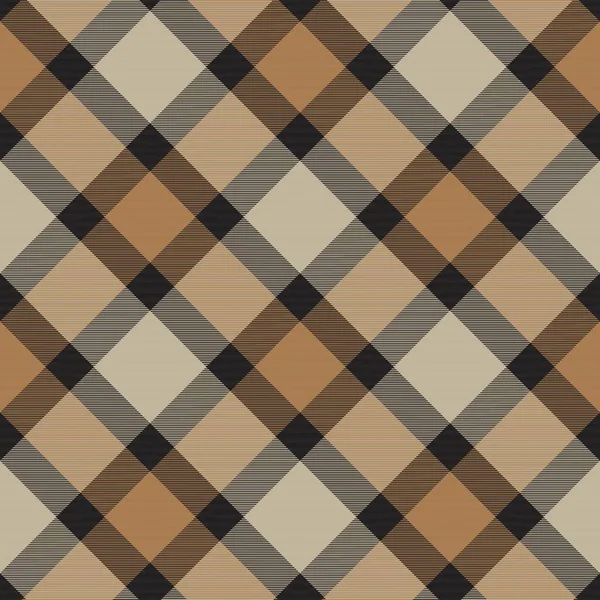 Brown Diagonal Plaid Tartan Texturiertes Nahtloses Musterdesign Für Modetextilien Und — Stockvektor