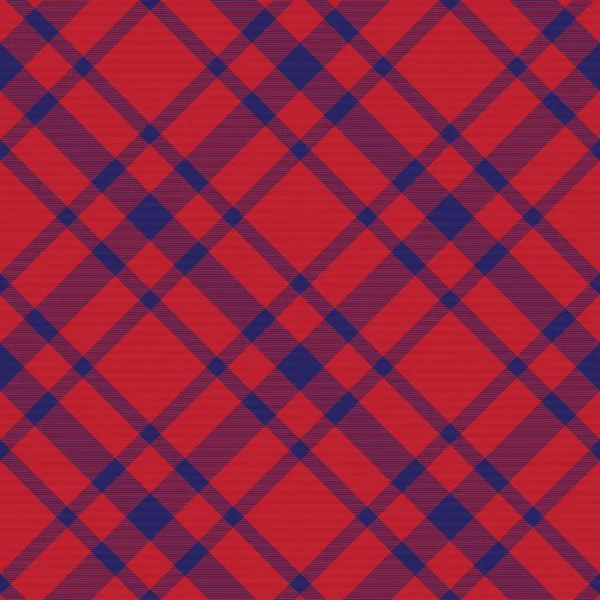 Red Navy Diagonal Plaid Tartan Texturiertes Nahtloses Muster Für Modetextilien — Stockvektor