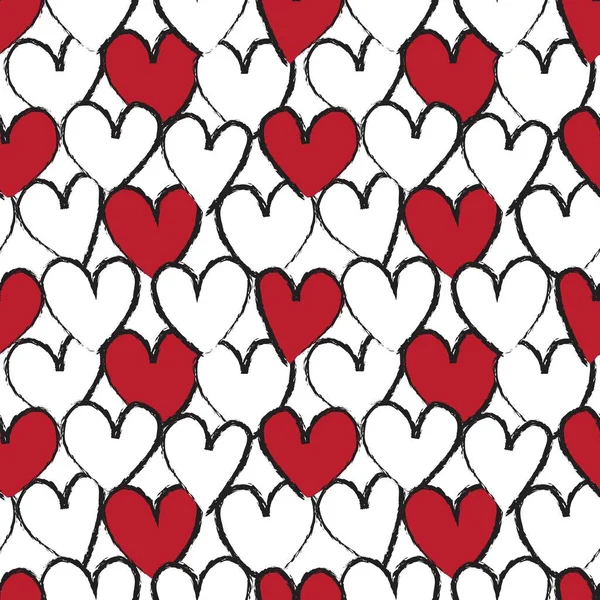 Corazón Forma Pincelada Sin Costura Patrón Fondo Para Textiles Moda — Archivo Imágenes Vectoriales