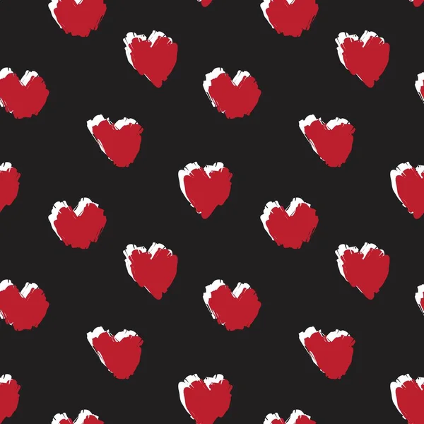 Moda Tekstil Grafikleri Için Kalp Şeklinde Fırça Darbeleri Kusursuz Bir — Stok Vektör
