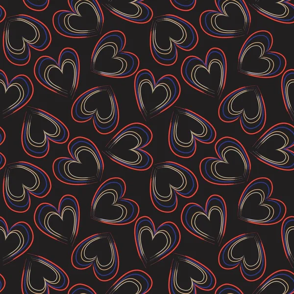 Herzförmige Pinselstrich Nahtlose Muster Hintergrund Für Modetextilien Grafiken — Stockvektor