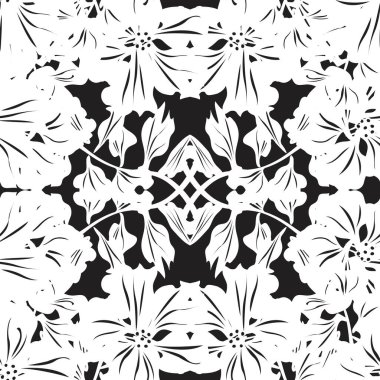 Moda tekstil ve grafikleri için simetrik çiçek desensiz desen tasarımı