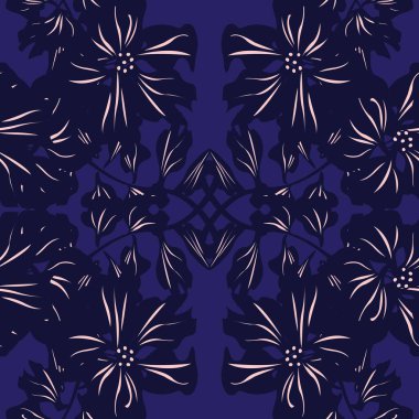 Moda tekstil ve grafikleri için simetrik çiçek desensiz desen tasarımı
