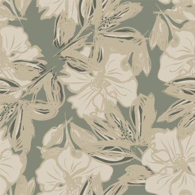 Çiçek fırçası darbeleri moda baskıları, grafikler, arka planlar ve el sanatları için pürüzsüz desen