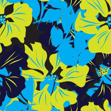 Çiçek fırçası darbeleri moda baskıları, grafikler, arka planlar ve el sanatları için pürüzsüz desen