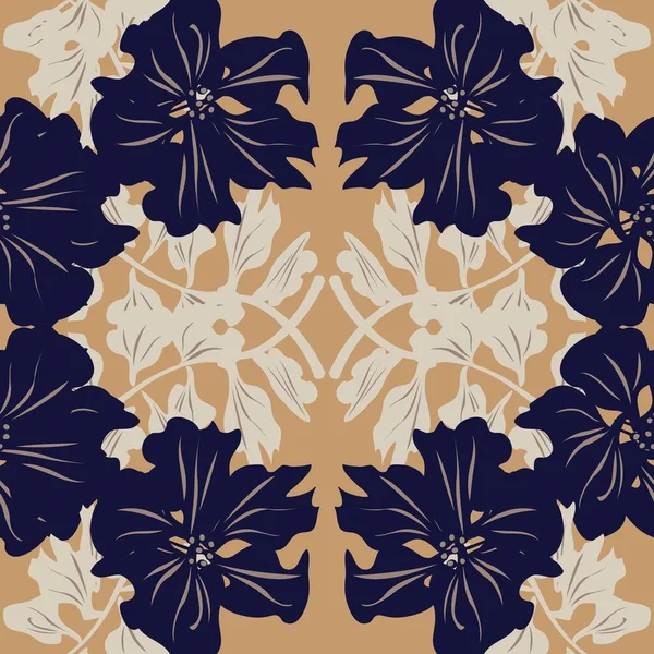 Symmetrisches Floral Seamless Pattern Design Für Modetextilien Und Grafiken — Stockvektor